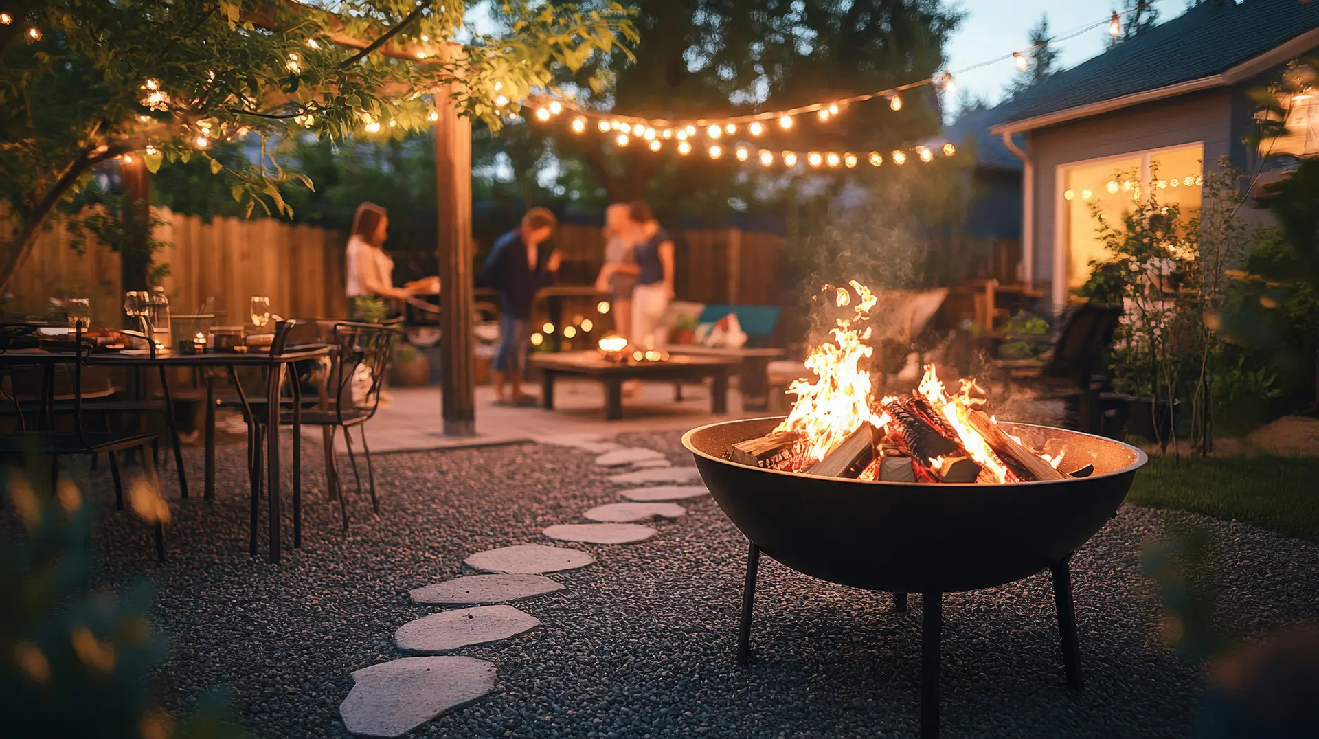 Healthy trees surrounded by protective landscaping measures, illustrating strategies to safeguard trees from extreme weather such as storms, drought, and heat